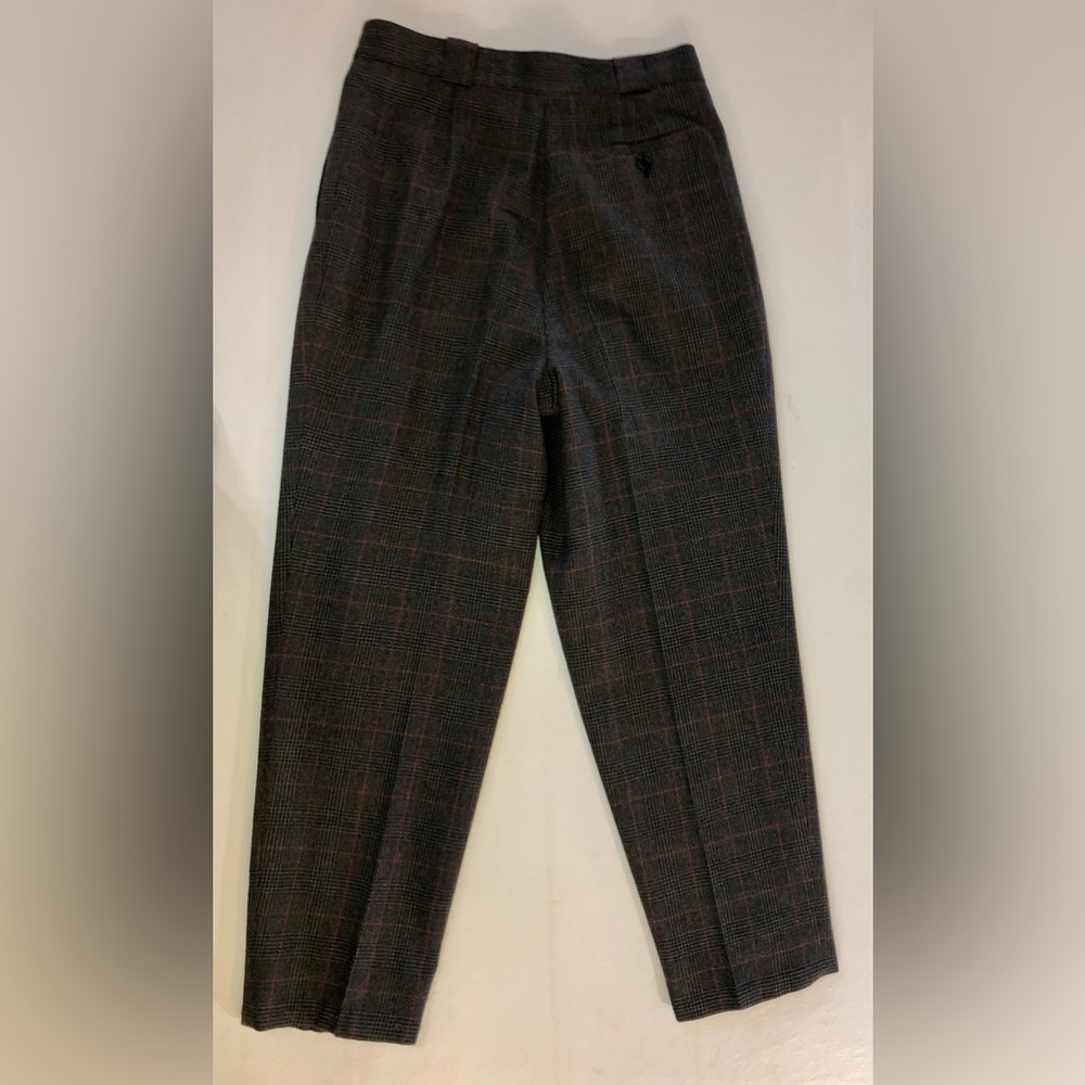 Vintage Giorgio Sant’Angelo Glen Check Plaid Wool Pants Gray Red - Picture 8 of 17
